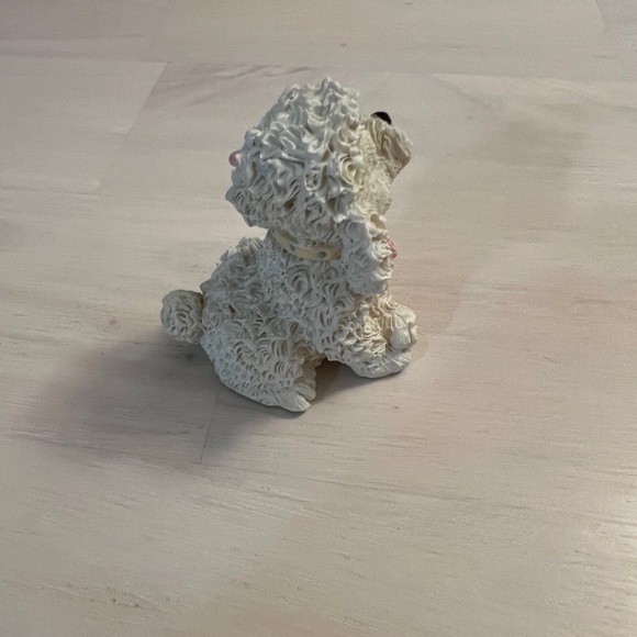 Vintage 1992 Enesco White Poodle Resin Figurine with Pink Bow - Picture 4 of 8